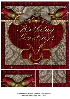 Double Plum Roses Birthday 8in Picture Topper