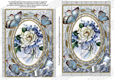 White Butterfly Roses 7x5inch 3D Paper Weaving Sheet