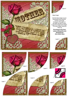 Mid Pink Rose Mother Birthday 6in Duo Corner Stacker