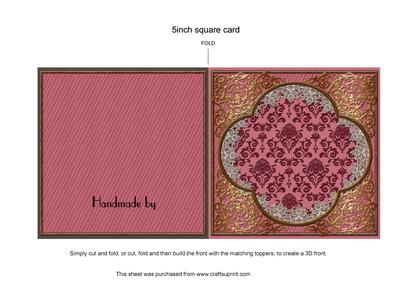 Plian Dusky Pink Baroque Style 5in Folded Card
