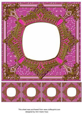 Cerise Pink 8in Fancy Style Blank Frame with Minis