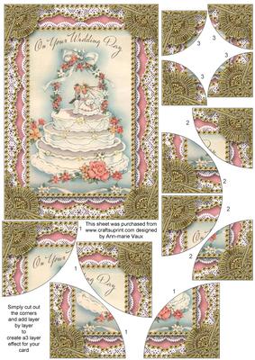 Wedding Cake Lace 7x5inch All 4 Corner Stacker Card Front