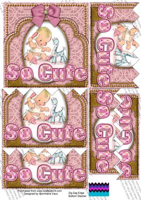 So Cute Baby Girl Pink 5in Zig Zag Bottom Stacker