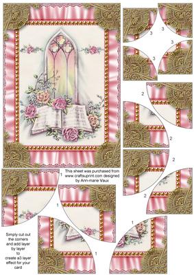 Church Window Ruffle 7x5inch All 4 Corner Stacker Card Front