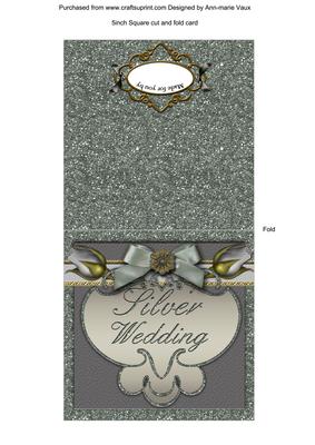 Silver Wedding Double Rose 5in Portrait Fold Card