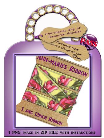Vintage Digital Lemon Tea Rose Ribbon