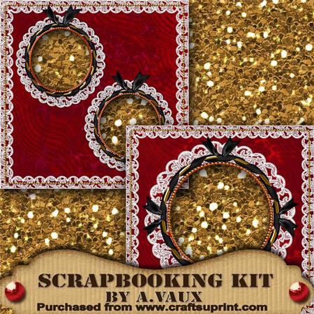 Black and Red Lacey Scallop Scrapbooking Quick Pages