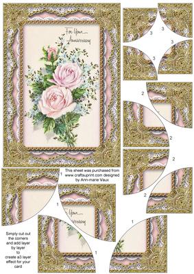 Anniversary Roses 7x5inch All 4 Corner Stacker Card Front