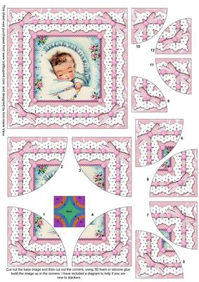 Em Anglaise Baby Girl 4 Rounded Corner Stacker Card Front