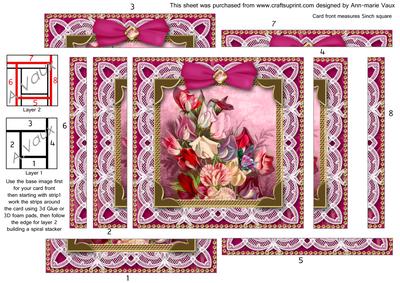 Lace Pink Sweet Peas 5in Spiral Edge Stacker