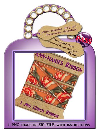 Dusky Orange Tea Roses Digital Ribbon