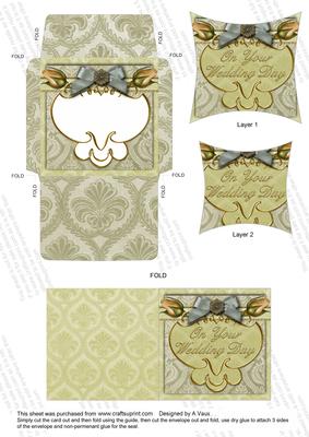 Cream Wedding Double Rose Card Envelope Pointy Stacker Aio