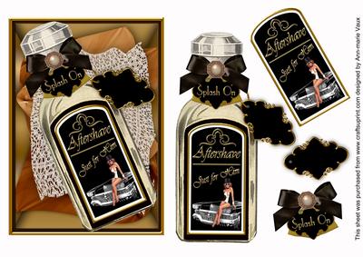 Mens Black Aftershave Decoupage Step by Step Sheet
