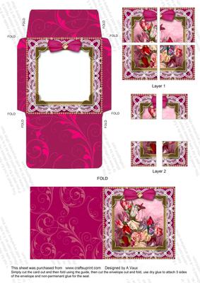 Lacey Sweet Peas Card Envelope 4 Corner Stacker Aio