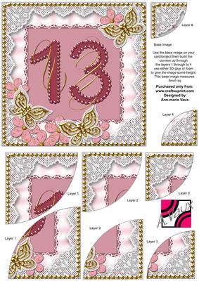 Vinatge Plum Butterfly Age 13 6in Duo Corner Stacker