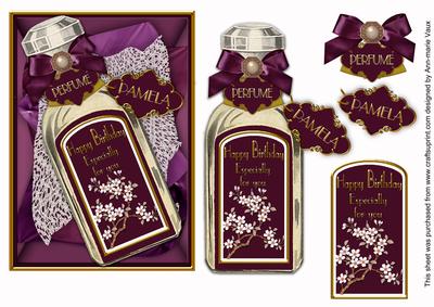 Vintage Purple Birthday Perfume Decoupage for Pamela