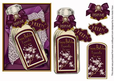 Vintage Purple Birthday Perfume Decoupage for Helen