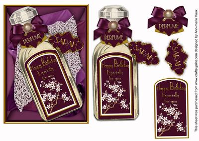 Vintage Purple Birthday Perfume Decoupage for Sarah