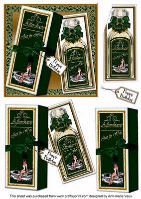 Racing Green Splash on Aftershave Birthday Decoupage Sheet