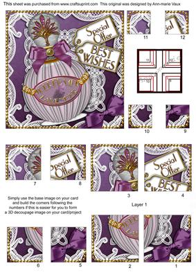 Lace Lavender Perfume 5in Quad Corner Stacker