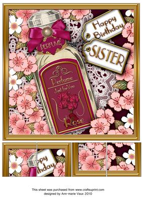 Rose Blossom Perfume Sister Birthday 8in Picture Topper