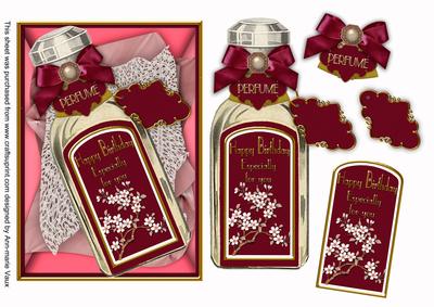 Plum Blossom Perfume Bottle Birthday Decoupage Step-by-step