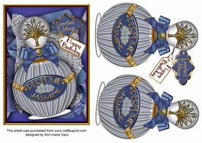 Blue Jasmine Perfume Bottle Birthday Decoupage Step-by-step