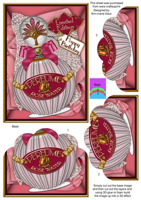 Rose Water Perfume Birthday Scallop Bottom 7x5inch Stacker