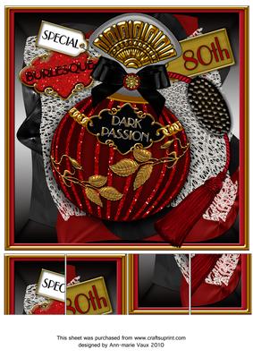 Burlesque Perfume 80th Birthday 8inch Topper Sheet