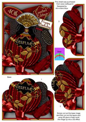 Burlesque Perfume 40th Birthday 7x5in Scallop Bottom Stacker