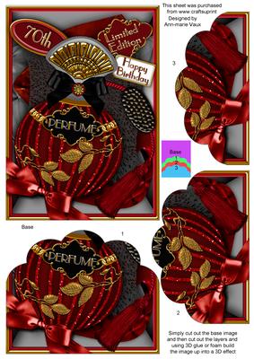 Burlesque Perfume 70th Birthday 7x5in Scallop Bottom Stacker