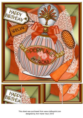 Neroli Birthday Perfume 8in Picture Topper Sheet