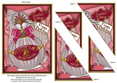 Rose Water Birthday Perfume 7x5in Duo Triange Stacker