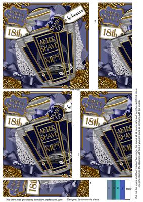 Art Deco Mens Aftershave 18th Birthday One Side Stacker