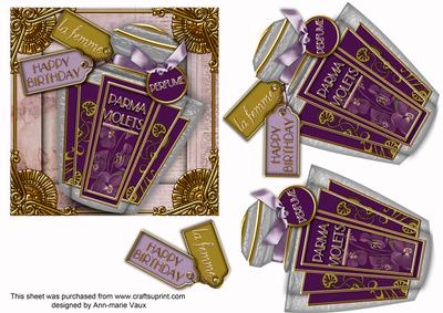 Parma Violets Birthday Perfume Step by Step Decoupage Sheet
