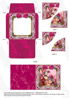 Lace Sweet Peas Mini Card Envelope Duo Corner Stacker Aio
