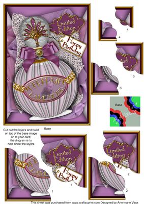 Lavender Perfume Birthday 7x5in Scalloped Duo Corner Stacker