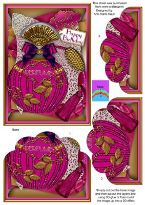 Pink Sapphire Perfume Birthday Scallop Bottom 7x5in Stacker