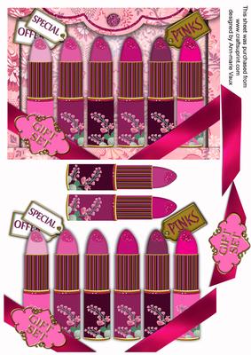 Pink Lipstick Make Up Set Decoupage Step-by-step