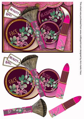 Pink Make-up Beauty Bag Decoupage Step-by-step