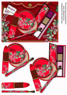 Oriental Make-up Beauty Bag Decoupage Step-by-step