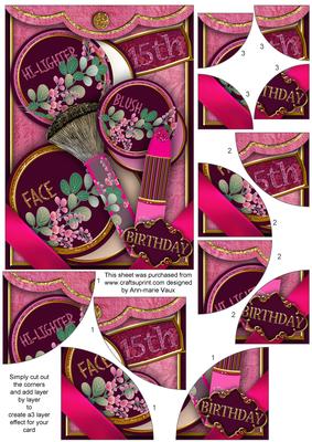 Plum Make-up 15th Birthday 7x5in All 4 Corner Stacker