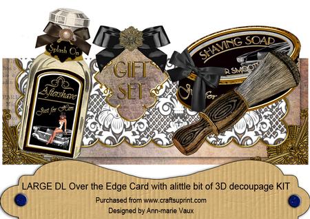 Mens Black Shaving Set Large Dl Ote Decoupage Card Kit