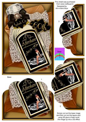 Mens 60th Black Aftershave 7x5 Scallop Bottom Stacker