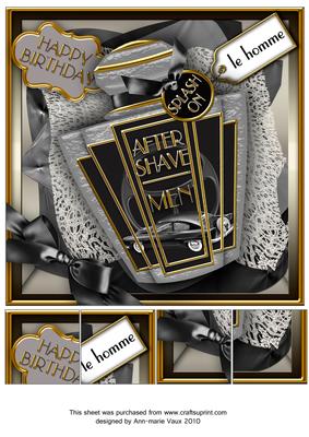 Art Deco Silver Mens Aftershave Birthday 8in Picture Sheet