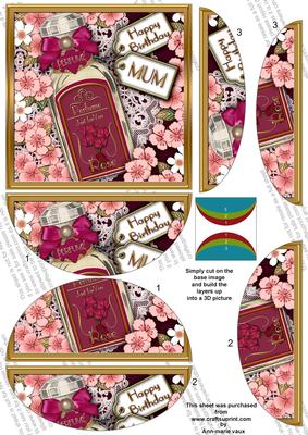 Rose Blossom Mum Birthday 5inch Top and Bottom Round Stacker