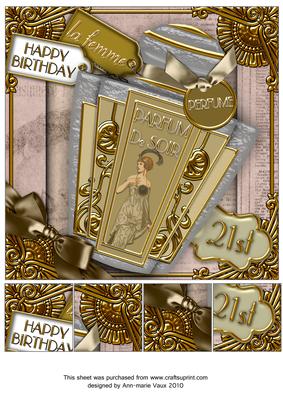 Art Deco Parfum De Soir 21st Birthday 8in Picture Topper