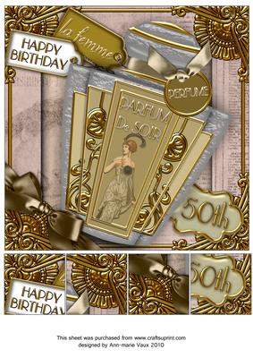 Art Deco Parfum De Soir 50th Birthday 8in Picture Topper