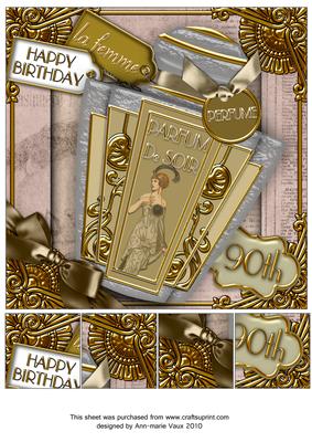 Art Deco Parfum De Soir 90th Birthday 8in Picture Topper