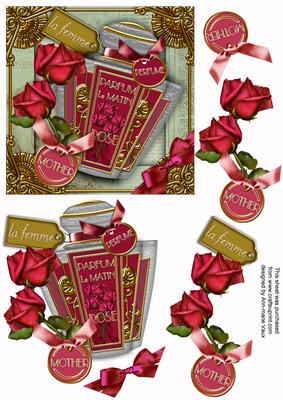 Art Deco Rose Perfume Mother Decoupage Step-bystep